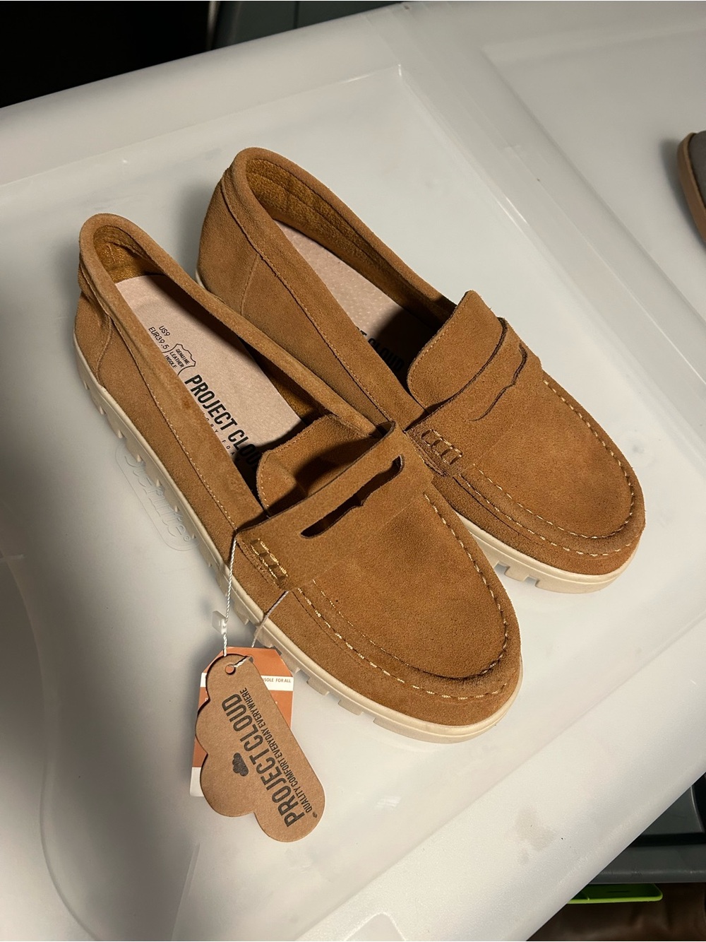 Women’s Tan Suede Penny Loafers